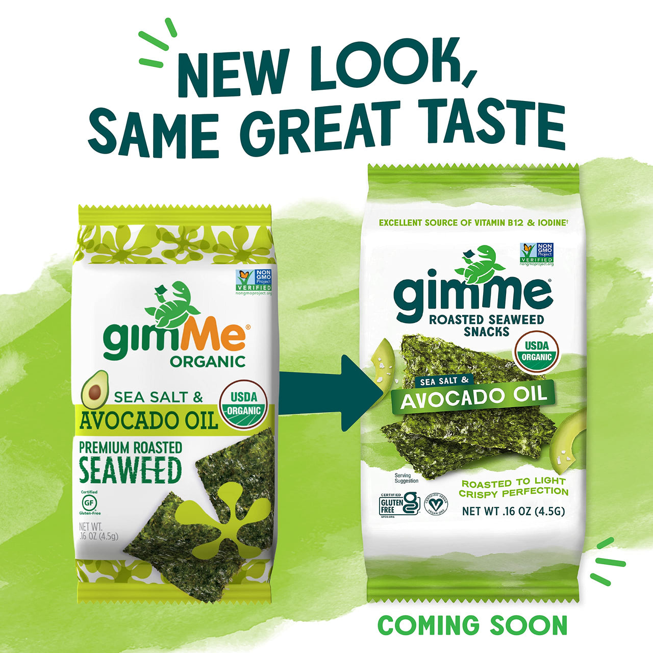 gimMe - Sea Salt & Avocado Oil - 20 Count - Organic Roasted Seaweed Sheets - Keto, Vegan, Gluten Free - Great Source of Iodine & Omega 3s - Healthy On-The-Go Snack for Kids & Adults