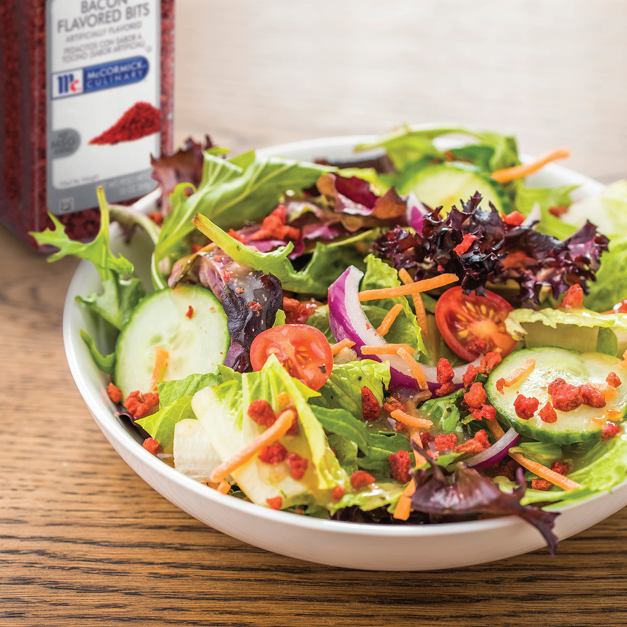 McCormick Culinary Bacon Flavored Bits, 13 oz - One 13 Ounce Container of Bacon Bits to Sprinkle on Salads, Soups, Vegetables, Breakfast Bowls and More