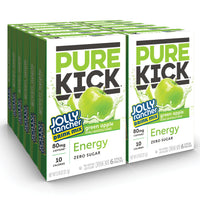 PURE KICK Energy Singles To Go Drink Mix, Jolly Rancher Green Apple, Includes 12 Boxes with 6 Packets in each Box, 72 Total Packets