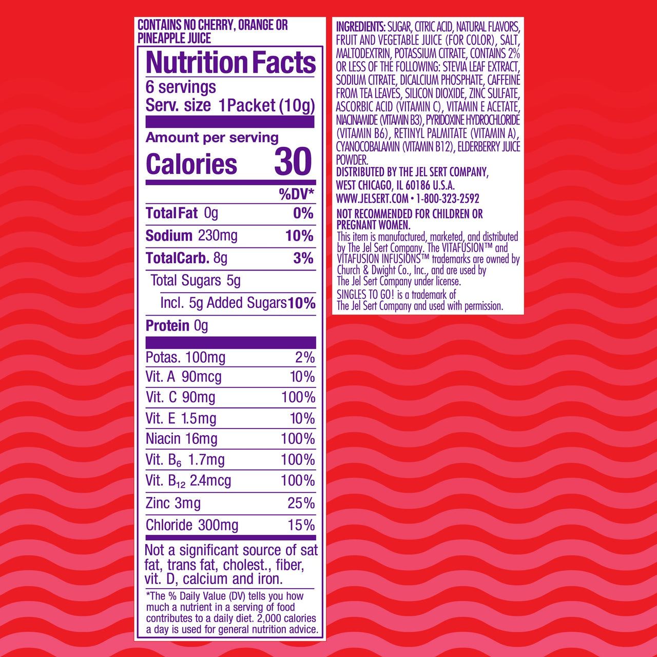 Vitafusion Infusions Energy Drink Mix, Singles To Go, Tropical Punch, 1 Box, 6 Packets Per Box (6 Total Sticks)