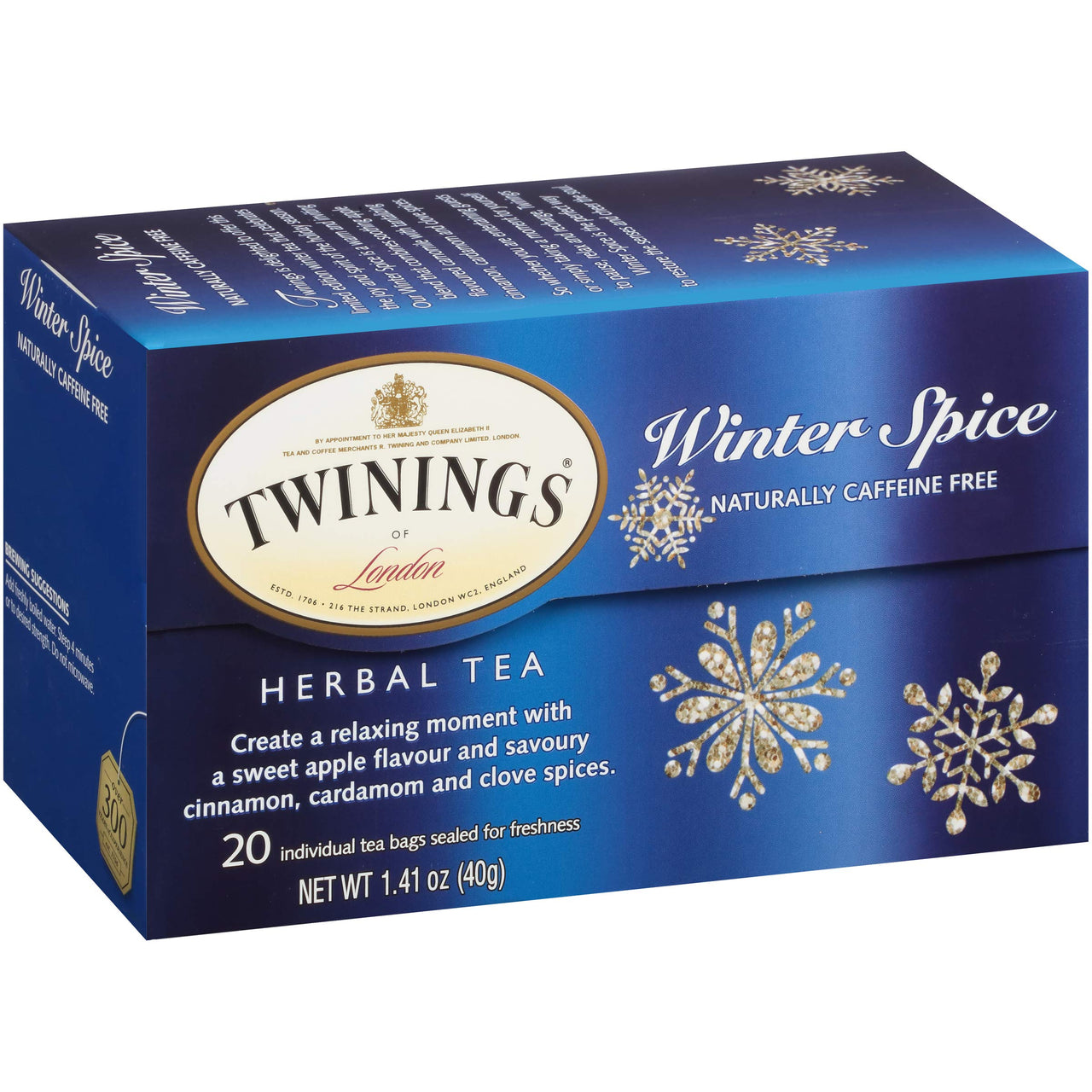 Twinings of London Holiday Variety Tea Bag Pack, Christmas Tea and Winter Spice, 20 Count (Pack of 4)
