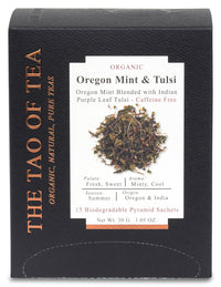 The Tao of Tea Oregon Mint & Tulsi Box Pyramid Sachets, 15 Pyramid Sachets