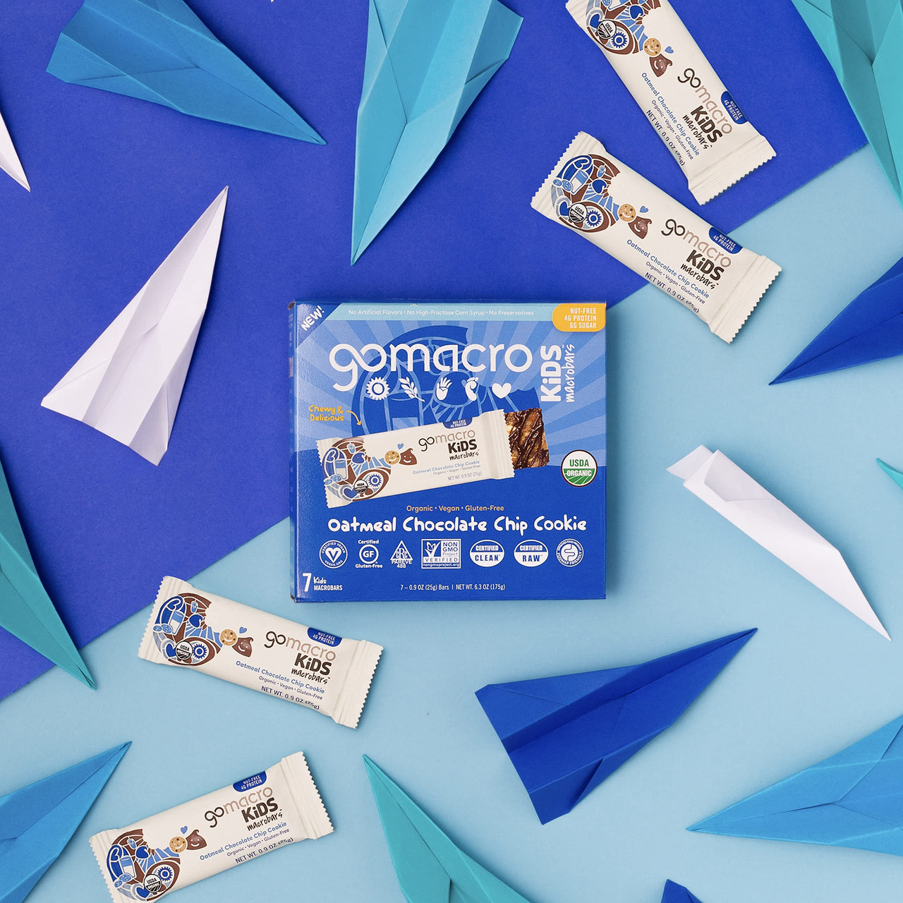 GoMacro Kids MacroBar Organic Vegan Snack Bars - Oatmeal Chocolate Chip Cookie (0.90 Ounce Bars, 7 Count)