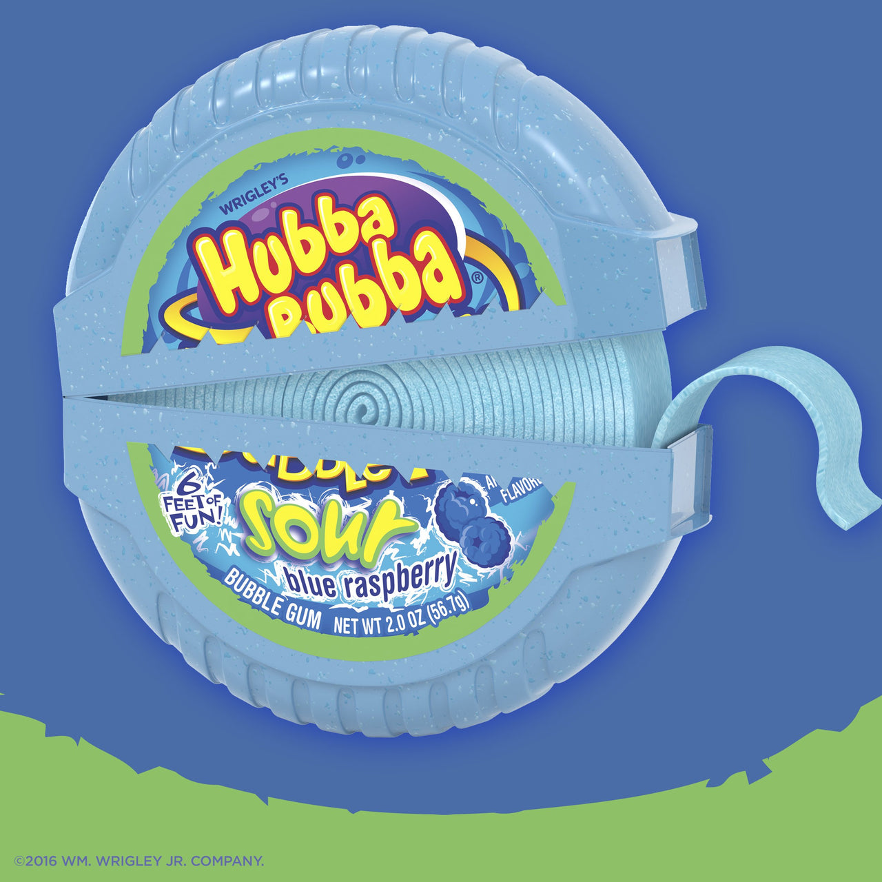 HUBBA BUBBA Sour Blue Raspberry Bubble Chewing Gum Tape, 2 ounce (6 Pack)