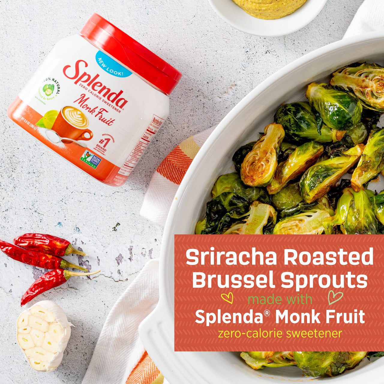 SPLENDA Naturals Zero Calorie All Natural Granulated Sweetener - Jar, Monk Fruit, 9.8 Oz