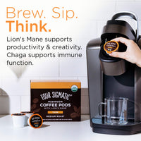 Mushroom Coffee K-Cups by Four Sigmatic | Organic and Fair Trade Dark Roast Coffee with Lions Mane, Chaga & Mushroom Powder | Focus & Immune Support | Vegan & Keto | Sustainable Pods | 24 Count