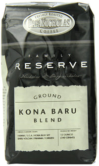 PapaNicholas Coffee Ground Coffee, Family Reserve Kona Baru Blend, 12 Ounce
