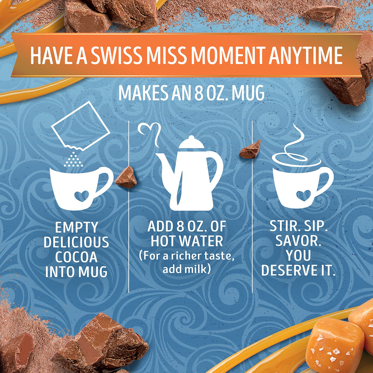 Swiss Miss Salted Caramel Flavored Hot Cocoa Mix, 1.38 oz 8 ct