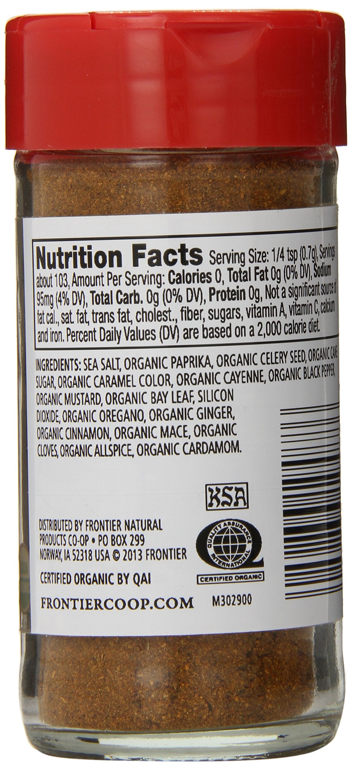 Frontier Organic Seafood Seasoning, Blackened, 2.5 Ounce