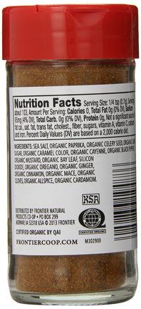 Frontier Organic Seafood Seasoning, Blackened, 2.5 Ounce