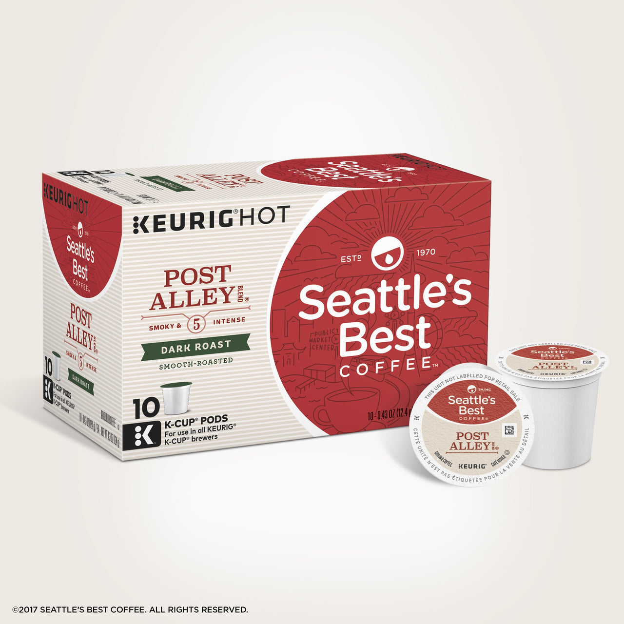 Seattle's  Best Coffee Post Alley Blend (Previously Signature Blend No. 5) Dark Roast Single Cup Coffee for Keurig Brewers, 1 Box of 10 (10 Total K-Cup pods)