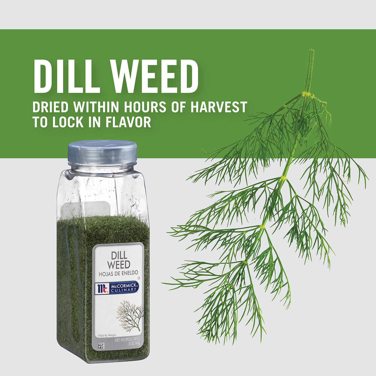 McCormick Culinary Dill Weed, 5 oz - One 5 Ounce Container of Dried Dill Weed Seasoning For Back of House Use, Best in Stuffings, Dips, Soups, Seafood and More
