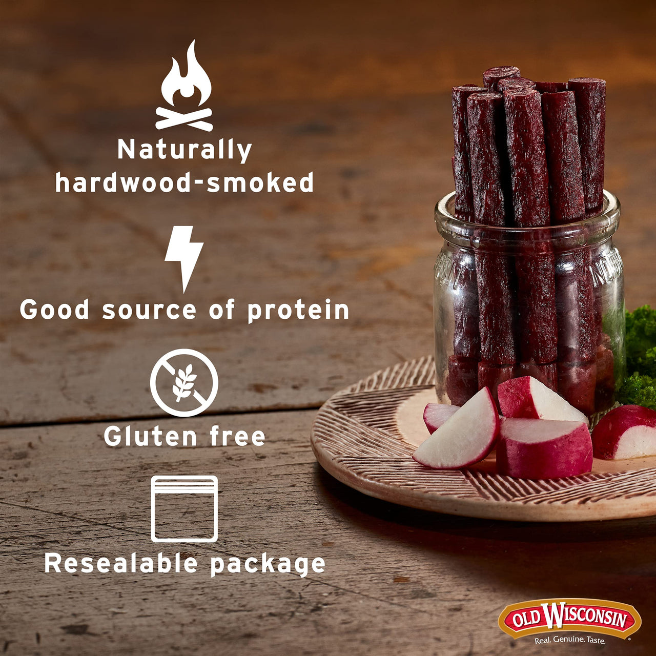 Old Wisconsin Honey Brown Sugar Turkey Sausage Snack Sticks, Naturally Smoked, Ready to Eat, High Protein, Low Carb, Keto, Gluten Free, 16 Ounce Resealable Package, Honey Turkey