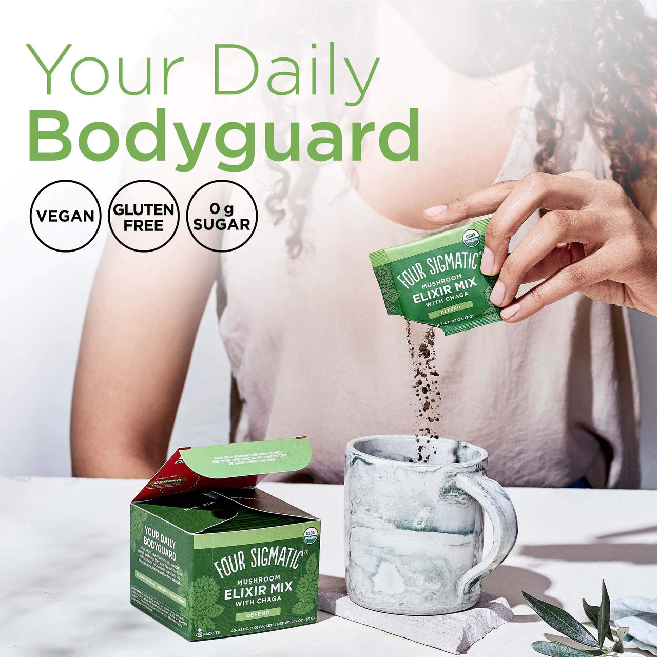 Chaga Mushroom Elixir by Four Sigmatic | Coffee Alternative with Organic Chaga Mushroom Powder, Rose Hips & Mint | Immune Support & Overall Wellness | Pack of 20