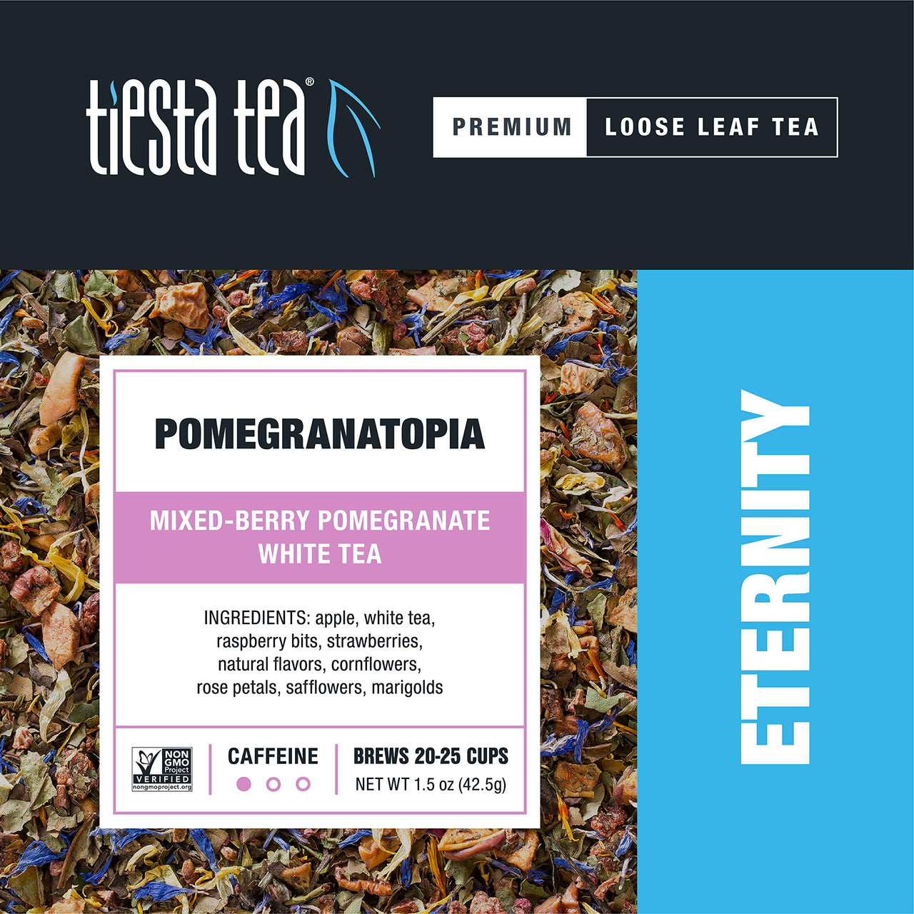 Tiesta Tea - Pomegranatopia, Loose Leaf Mixed-Berry Pomegranate White Tea, Low Caffeine, Hot & Iced Tea, 1.5 oz Pouch - 25 Cups, Natural, Flavored, White Tea Loose Leaf