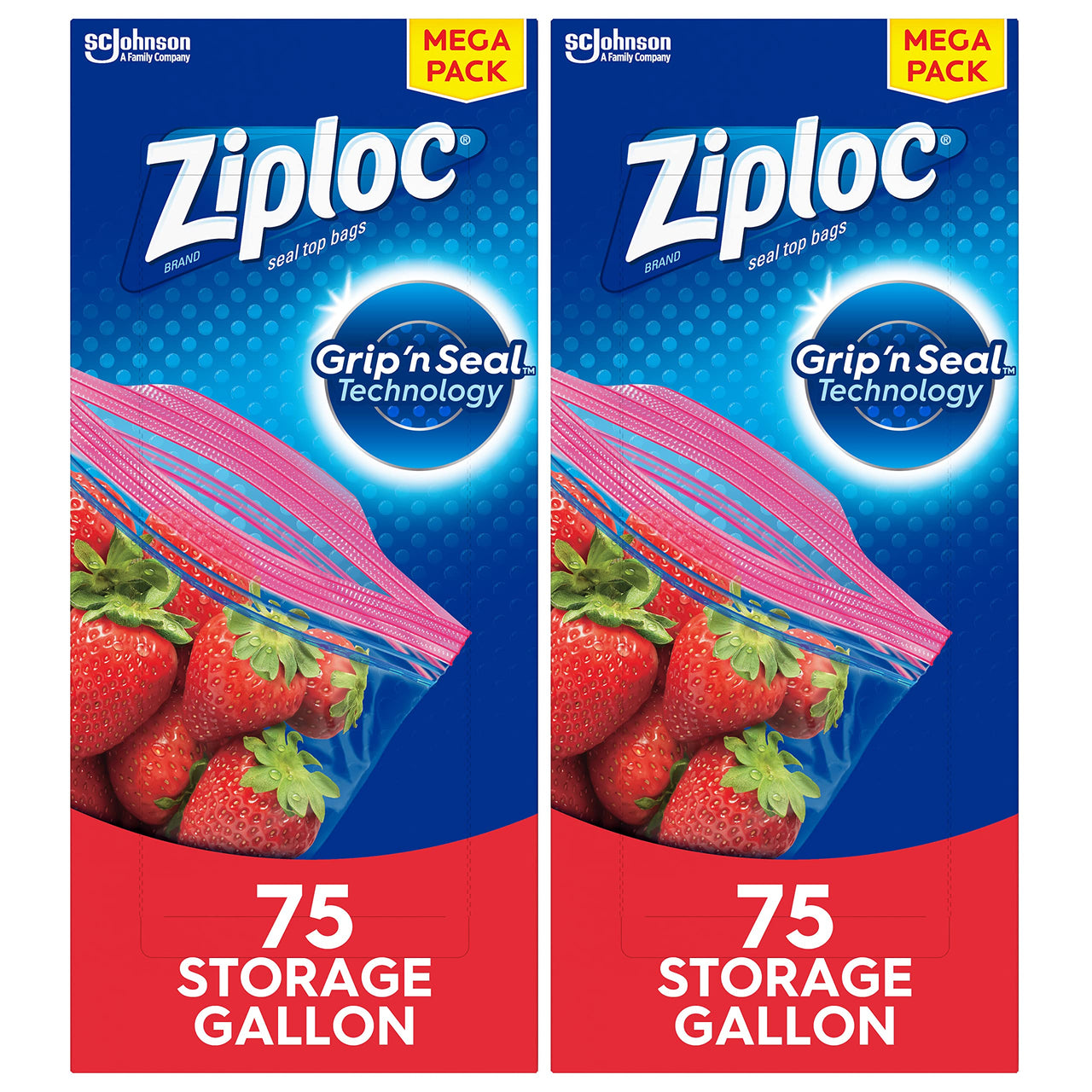 Ziploc Gallon Food Storage Bags, Grip 'n Seal Technology for Easier Grip, Open, and Close, 75 Count, Pack of 2 (150 Total Bags) 75 Count (Pack of 2)