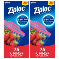 Ziploc Gallon Food Storage Bags, Grip 'n Seal Technology for Easier Grip, Open, and Close, 75 Count, Pack of 2 (150 Total Bags) 75 Count (Pack of 2)