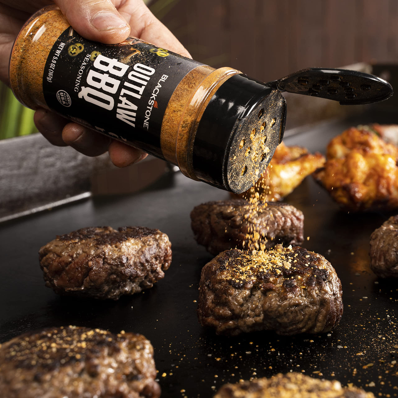 Blackstone 4160 Outlaw BBQ Powder for Beef, Poulty, Pork, Chicken, Fries, Steaks Tasty Spices with Sweetness and Citrus, All-Purpose Cooking Grilling Barbecue Seasoning, 5.9 Oz, (Pack of 2)