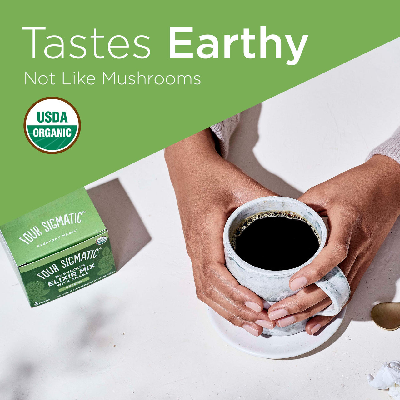 Chaga Mushroom Elixir by Four Sigmatic | Coffee Alternative with Organic Chaga Mushroom Powder, Rose Hips & Mint | Immune Support & Overall Wellness | Pack of 20