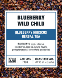 Tiesta Tea - Blueberry Wild Child, Loose Leaf Blueberry Hibiscus Herbal Tea, Non-Caffeinated, Hot & Iced Tea, 5.5 oz Tin - 50 Cups, Natural Flavors, Herbal Tea Loose Leaf Blend