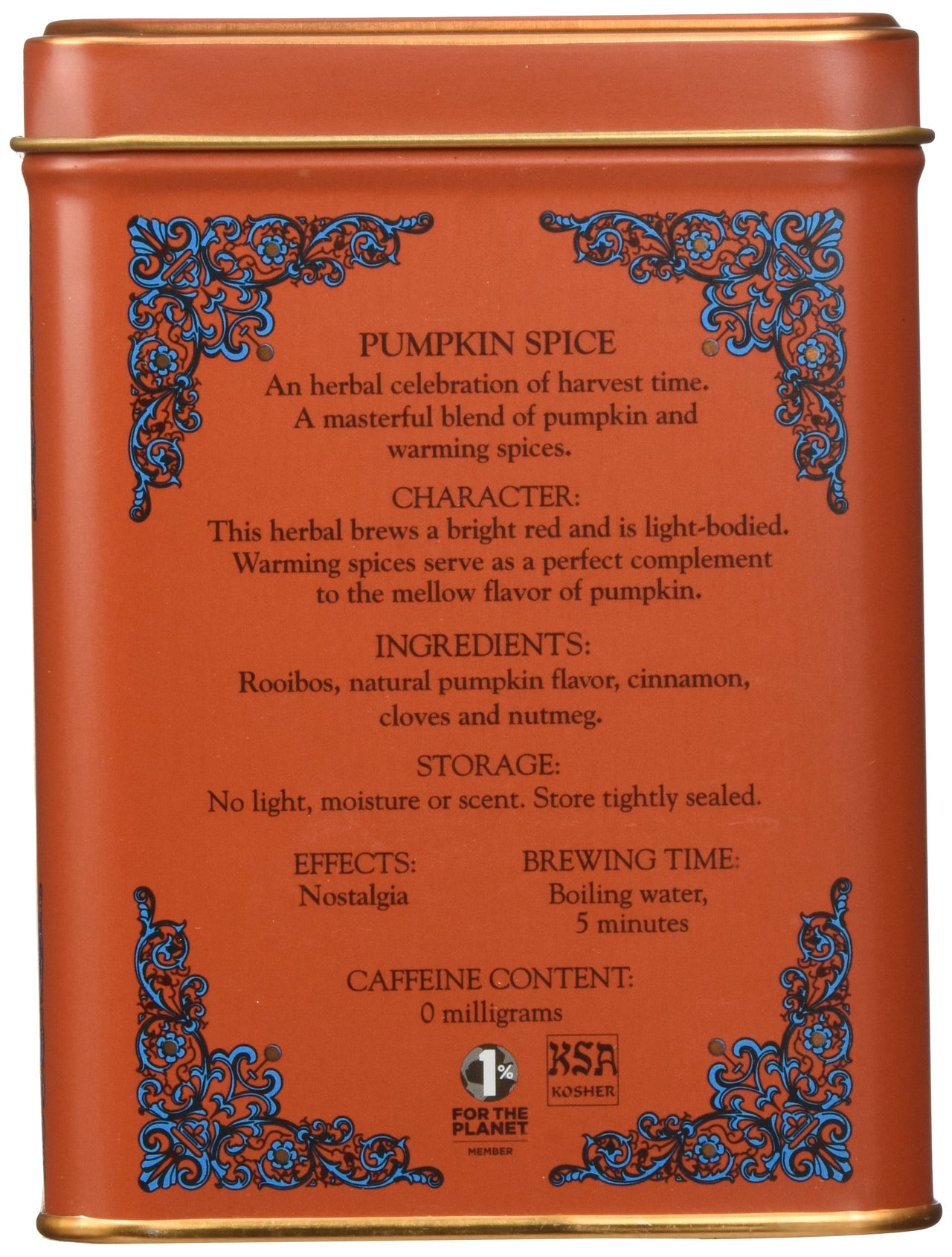 Harney & Sons Pumpkin Spice Rooibos Tea 20 ct Sachet Tin (Pack of 2)