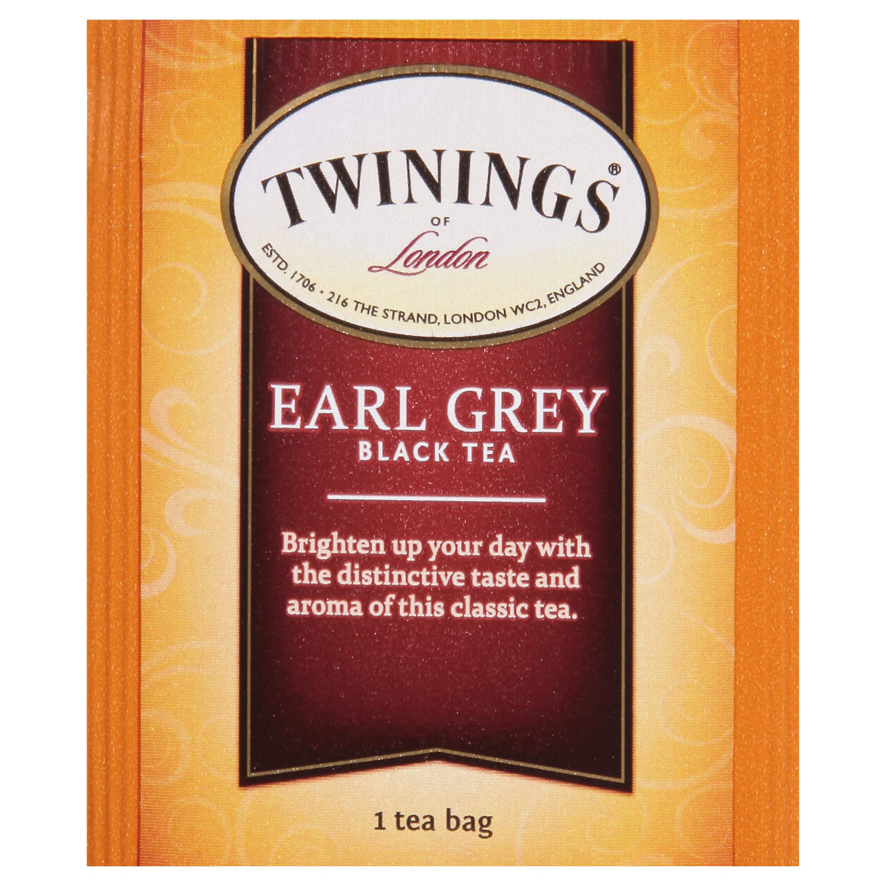 Twinings Earl Grey Black Tea, 100 Individually Wrapped Tea Bags, Flavoured With Citrus and Bergamot, Caffeinated