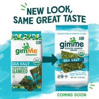 gimMe - Sea Salt - 6 Count - Organic Roasted Seaweed Sheets - Keto, Vegan, Gluten Free - Great Source of Iodine & Omega 3s - Healthy On-The-Go Snack for Kids Adults