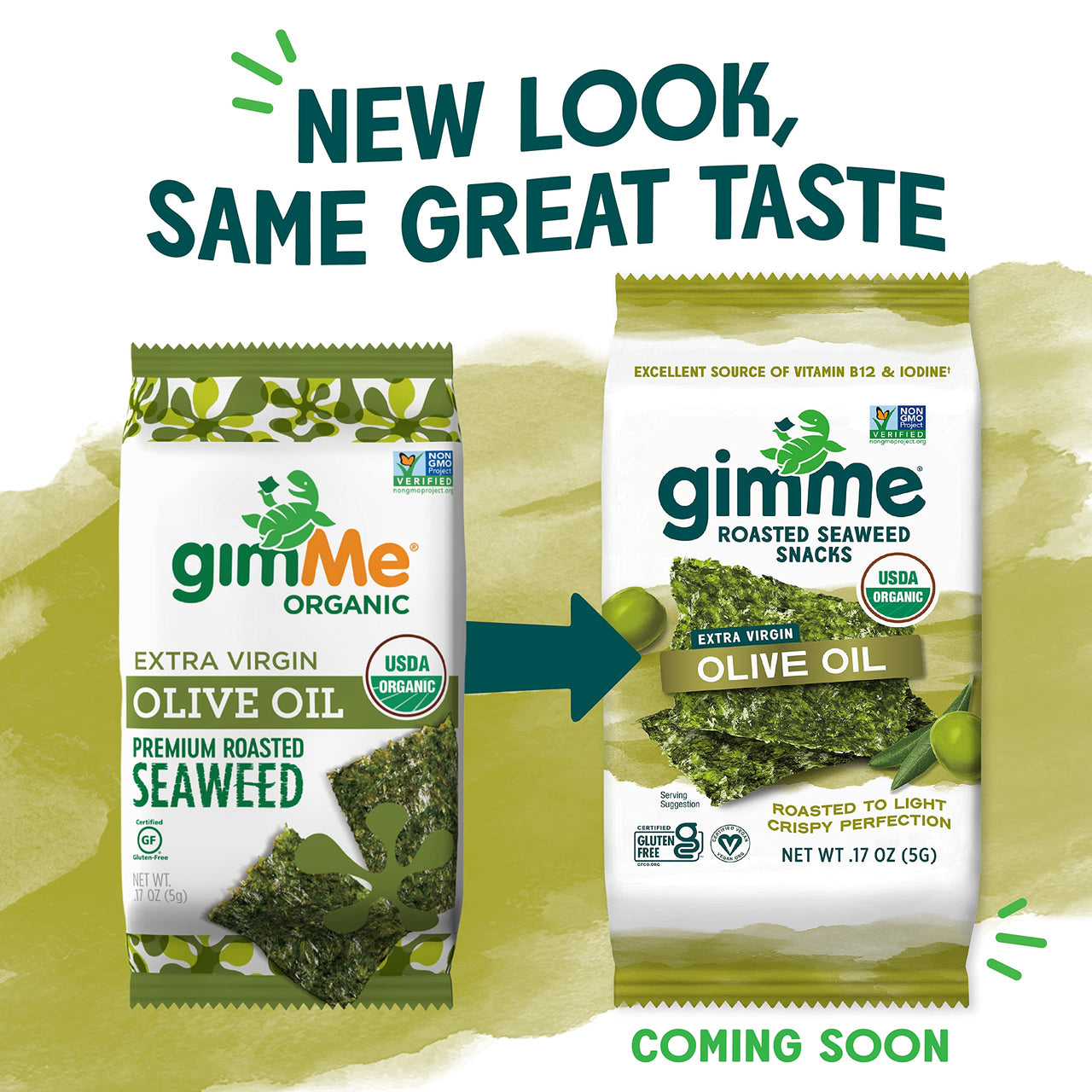 gimMe - Extra Virgin Olive Oil - 6 Count - Organic Roasted Seaweed Sheets - Keto, Vegan, Gluten Free - Great Source of Iodine & Omega 3s - Healthy On-The-Go Snack for Kids Adults