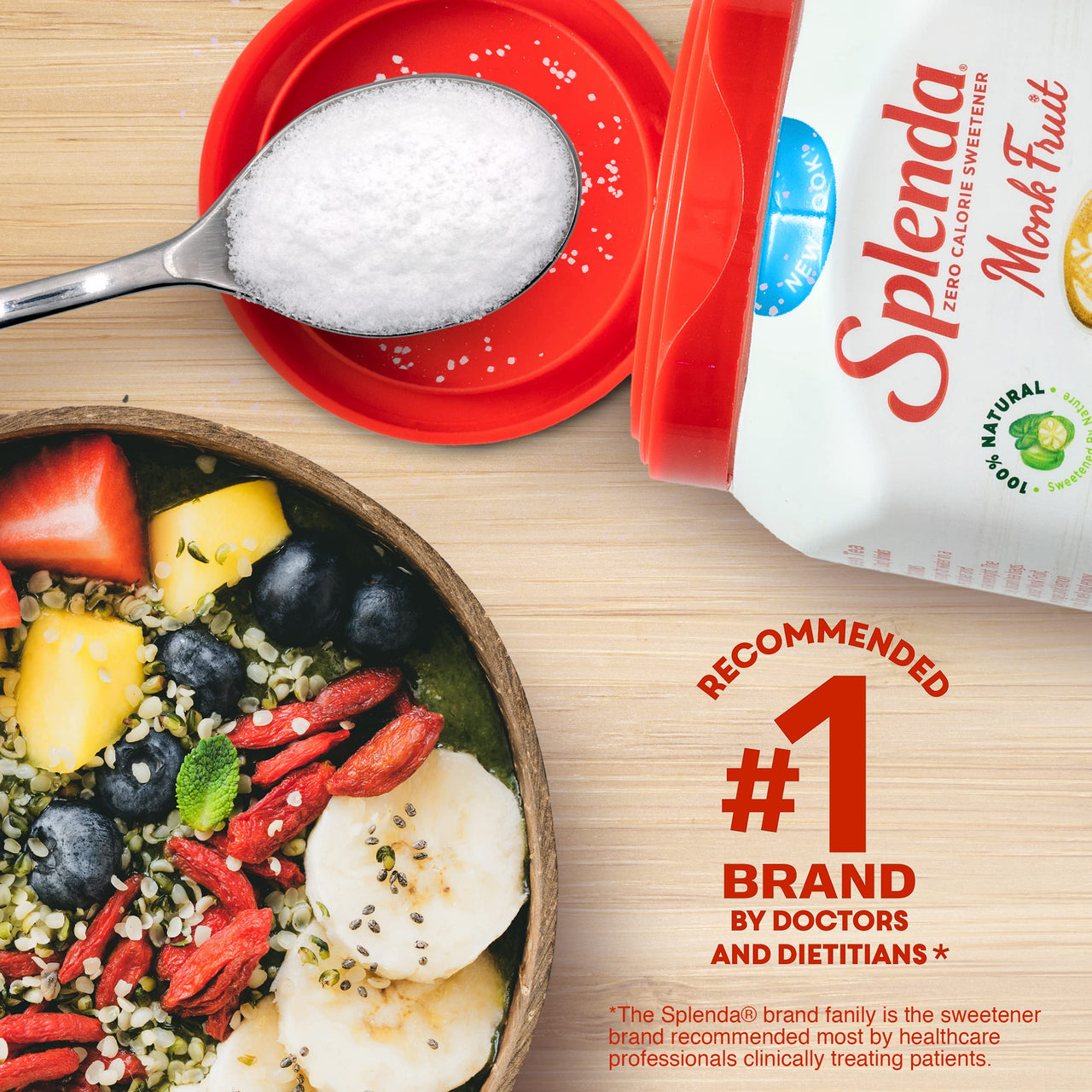 SPLENDA Naturals Zero Calorie All Natural Granulated Sweetener - Jar, Monk Fruit, 9.8 Oz