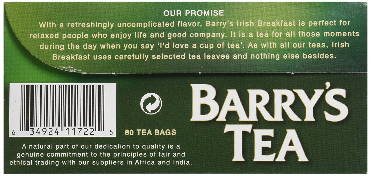 Barry's  Tea Bags, Irish Breakfast, 80 Count (Pack of 2)