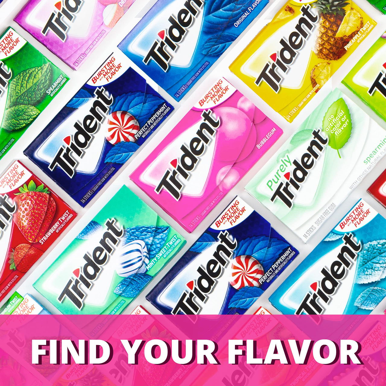 Trident Bubblegum Sugar Free Gum, 12 Packs of 14 Pieces (168 Total Pieces)