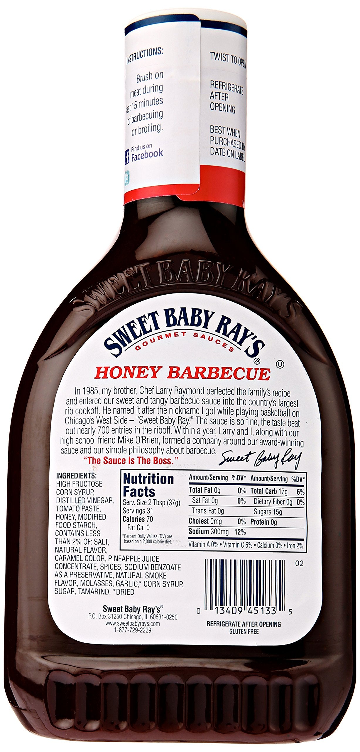 Sweet Baby Rays Barbecue Sauce, Honey, 40 oz