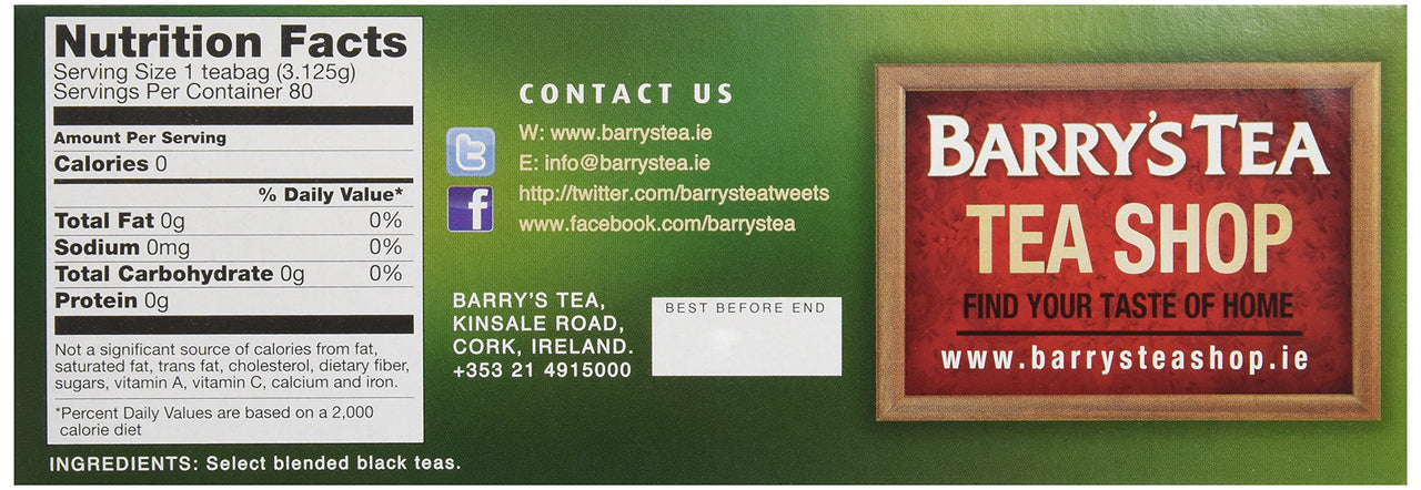 Barry's  Tea Bags, Irish Breakfast, 80 Count (Pack of 2)
