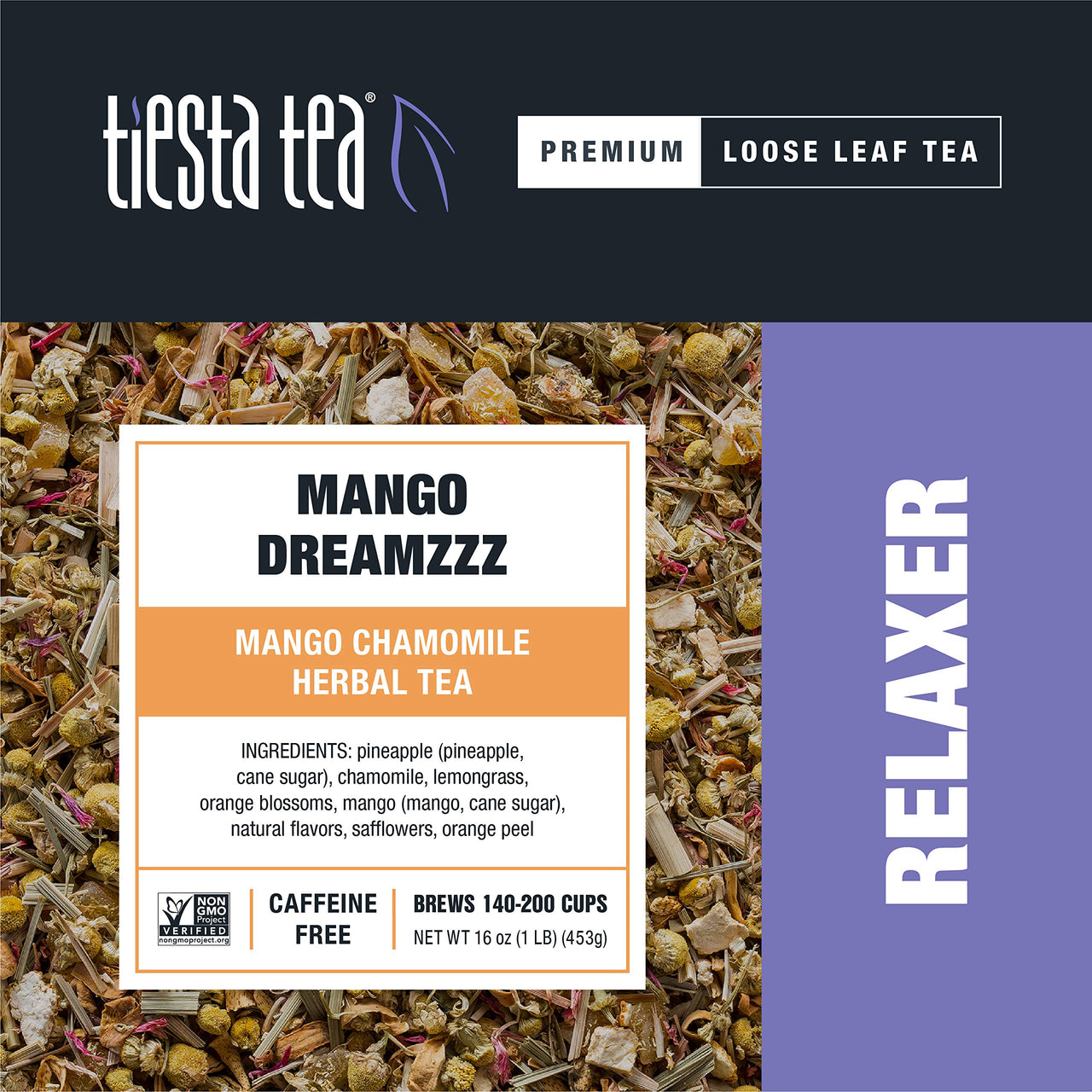 Tiesta Tea - Mango Dreamzzz, Loose Leaf Mango Chamomile Herbal Tea, Non-Caffeinated, Hot & Ice Tea, 12 oz Bulk Bag - 200 Cups, Natural Flavored, Calming, Herbal Tea Loose Leaf