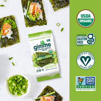 gimMe - Sea Salt & Avocado Oil - 6 Count - Organic Roasted Seaweed Sheets - Keto, Vegan, Gluten Free - Great Source of Iodine & Omega 3s - Healthy On-The-Go Snack for Kids & Adults