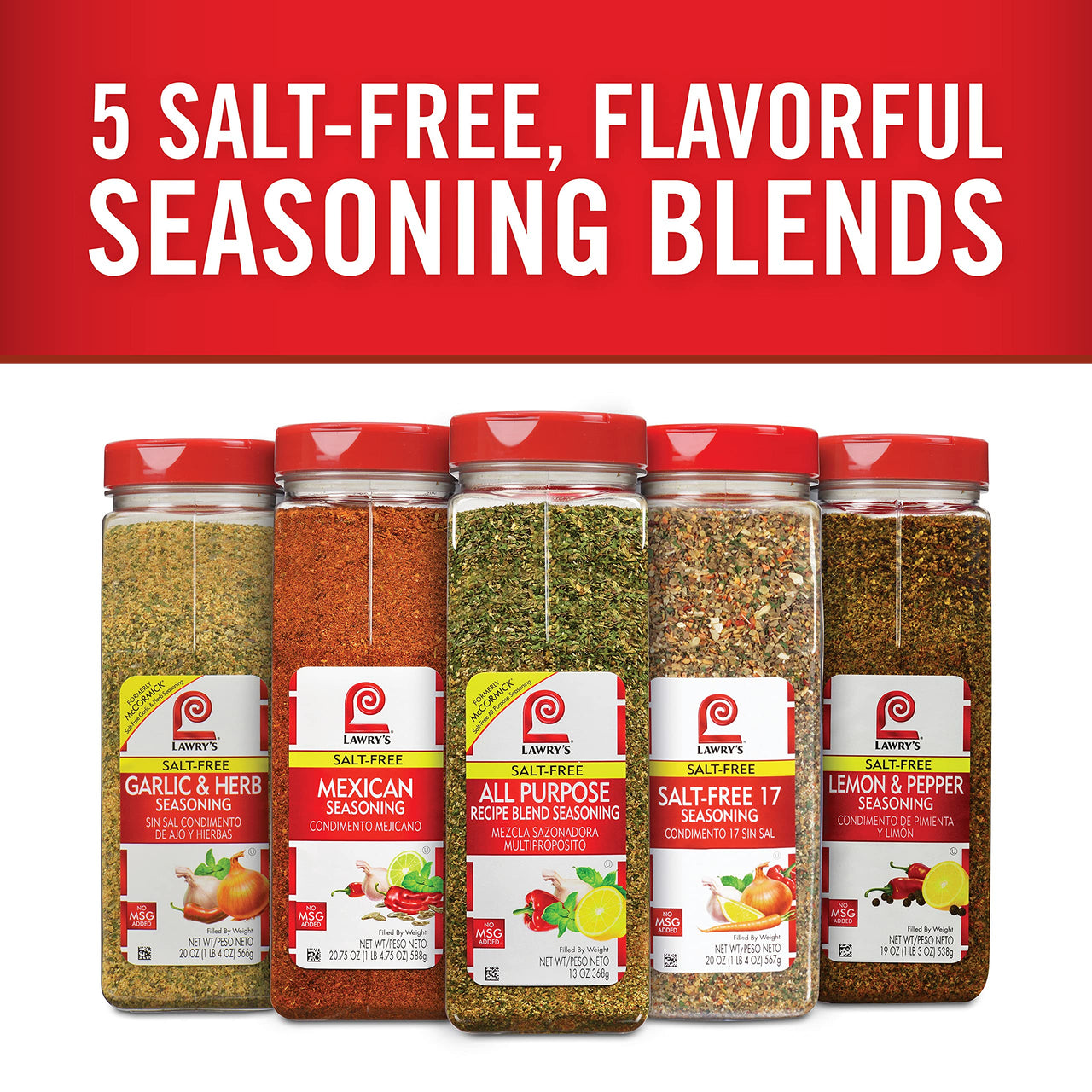 Lawry's  Salt Free All Purpose Recipe Blend Seasoning, 13 oz - One 13 Ounce Container of Salt Free All Purpose Seasoning Blend, Versatile Spices for Seasoning Protein, Vegetables and More