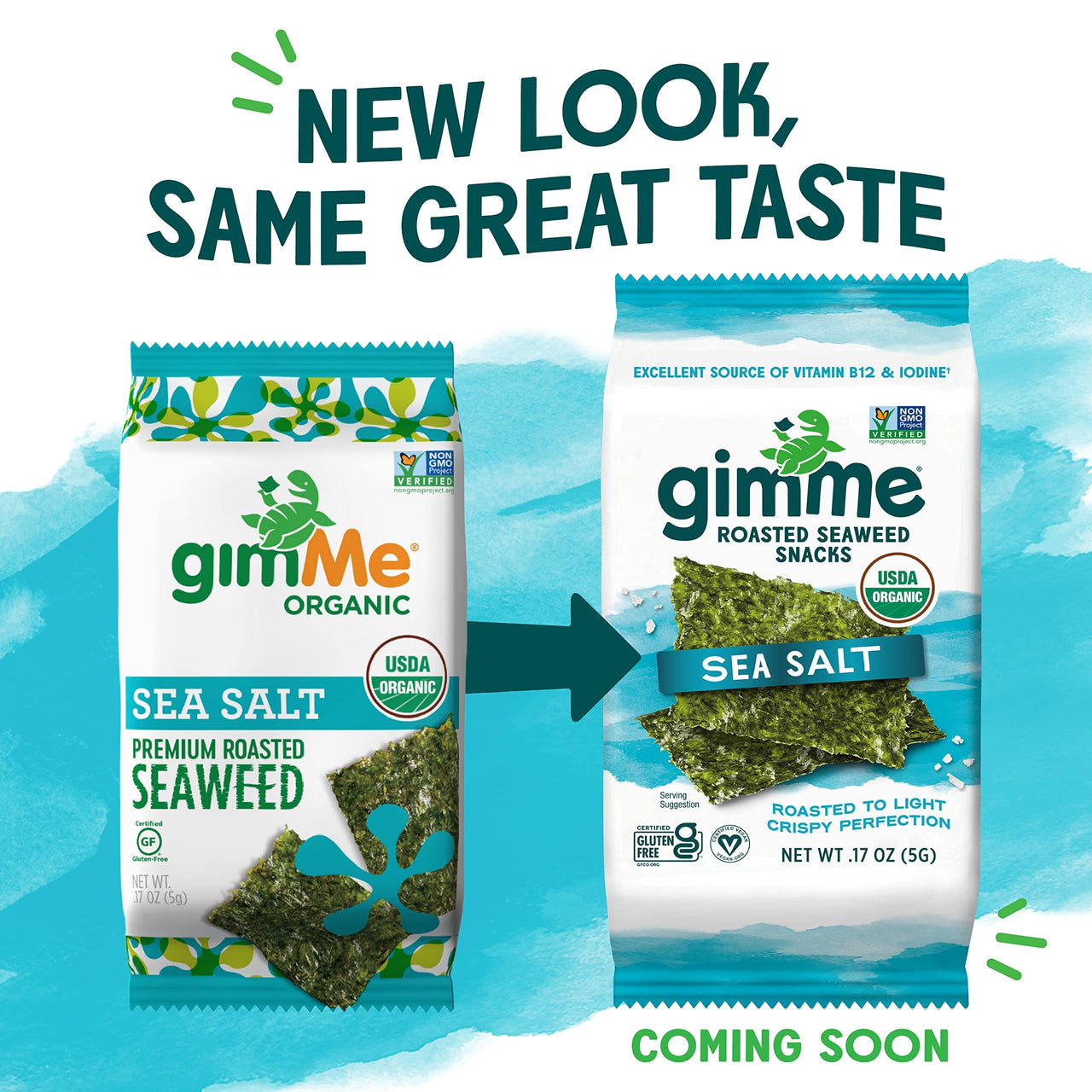 gimMe - Sea Salt - 20 Count - Organic Roasted Seaweed Sheets - Keto, Vegan, Gluten Free - Great Source of Iodine & Omega 3s - Healthy On-The-Go Snack for Kids & Adults