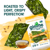 gimMe - Toasted Sesame - 12 Count - Organic Roasted Seaweed Sheets - Keto, Vegan, Gluten Free - Great Source of Iodine & Omega 3s - Healthy On-The-Go Snack for Kids & Adults