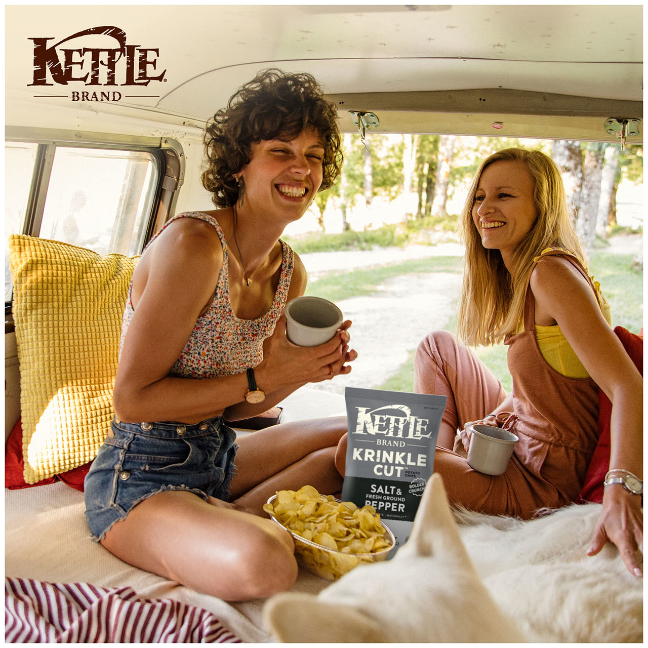 Kettle Brand Krinkle Cut Salt and Fresh Ground Pepper Kettle Potato Chips, Gluten-Free, Non-GMO, 7.5 oz Bag