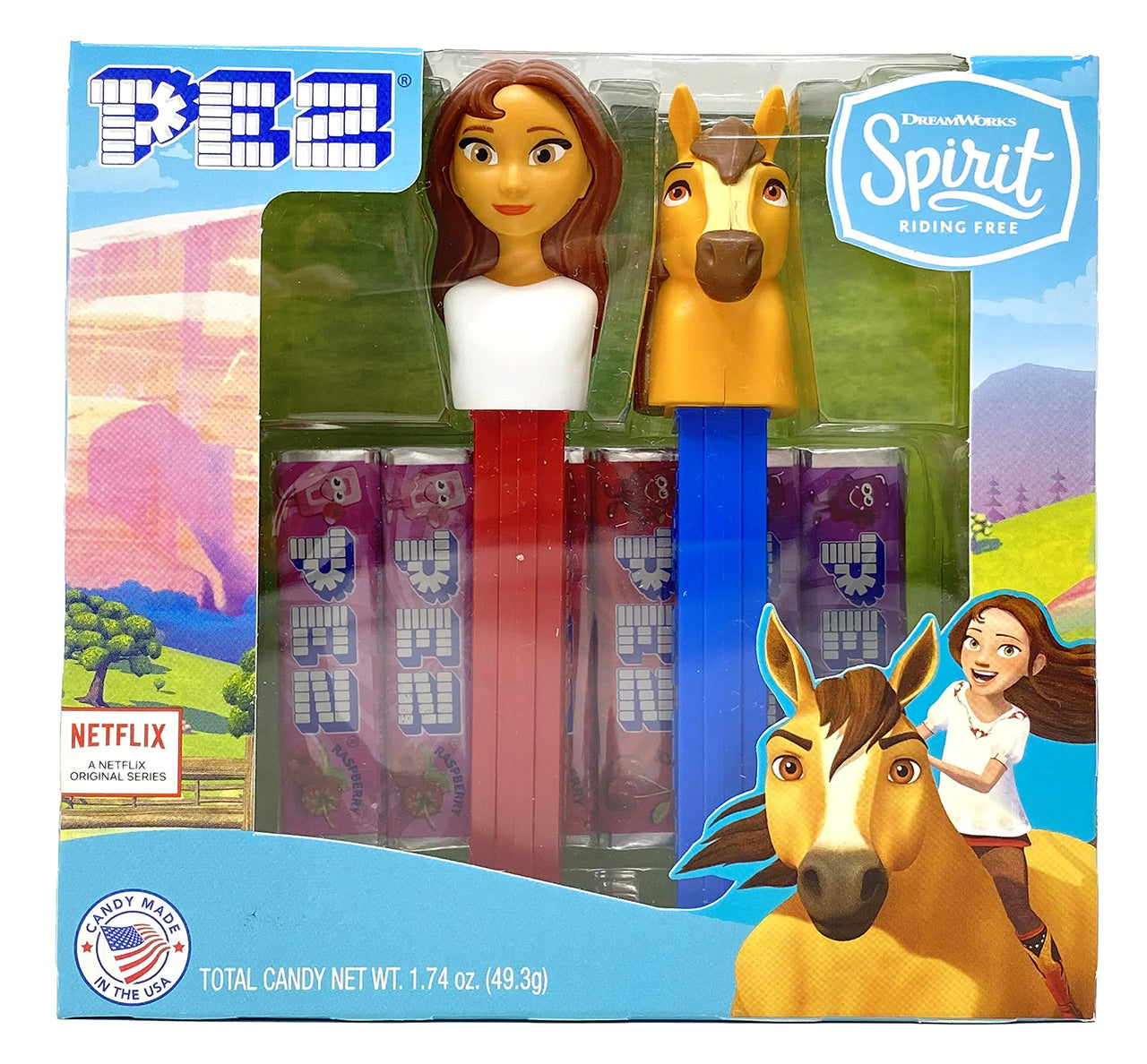 Pez Candy Spirit Gift Set  Includes Lucky and Spirit Dispensers and 6 Rolls, Mixed-Fruit, 1 Count