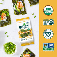 gimMe - Toasted Sesame - 12 Count - Organic Roasted Seaweed Sheets - Keto, Vegan, Gluten Free - Great Source of Iodine & Omega 3s - Healthy On-The-Go Snack for Kids & Adults