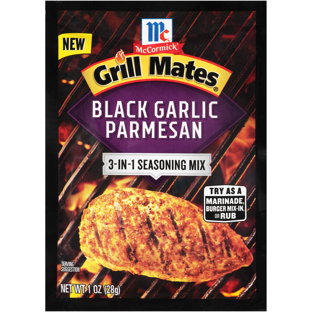 McCormick Grill Mates Black Garlic Parmesan 3-In-1 Seasoning Mix, 1 oz (Pack of 12)
