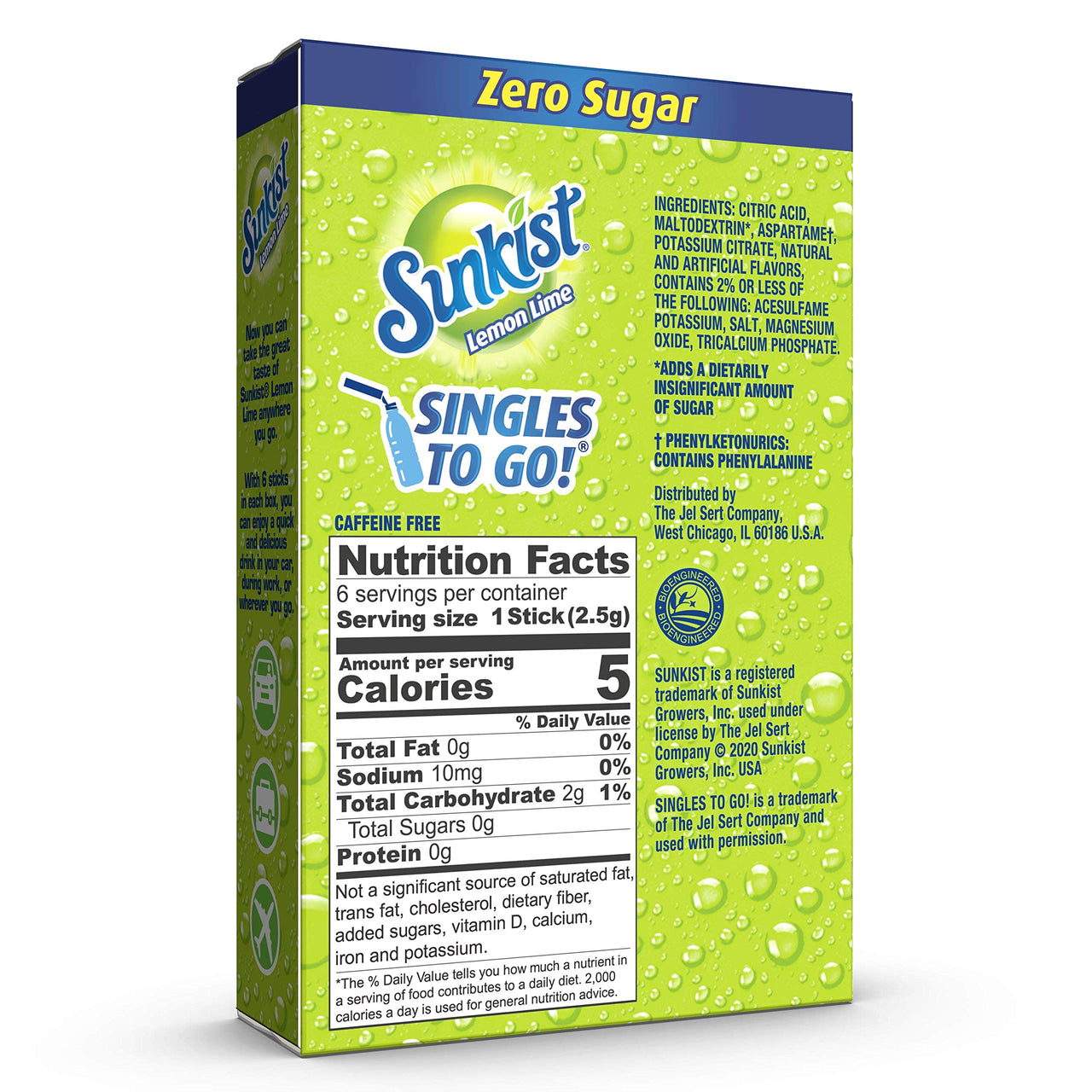 Sunkist Soda Lemon Lime Singles To Go Drink Mix, 0.53 OZ, 6 CT (Pack of 12)