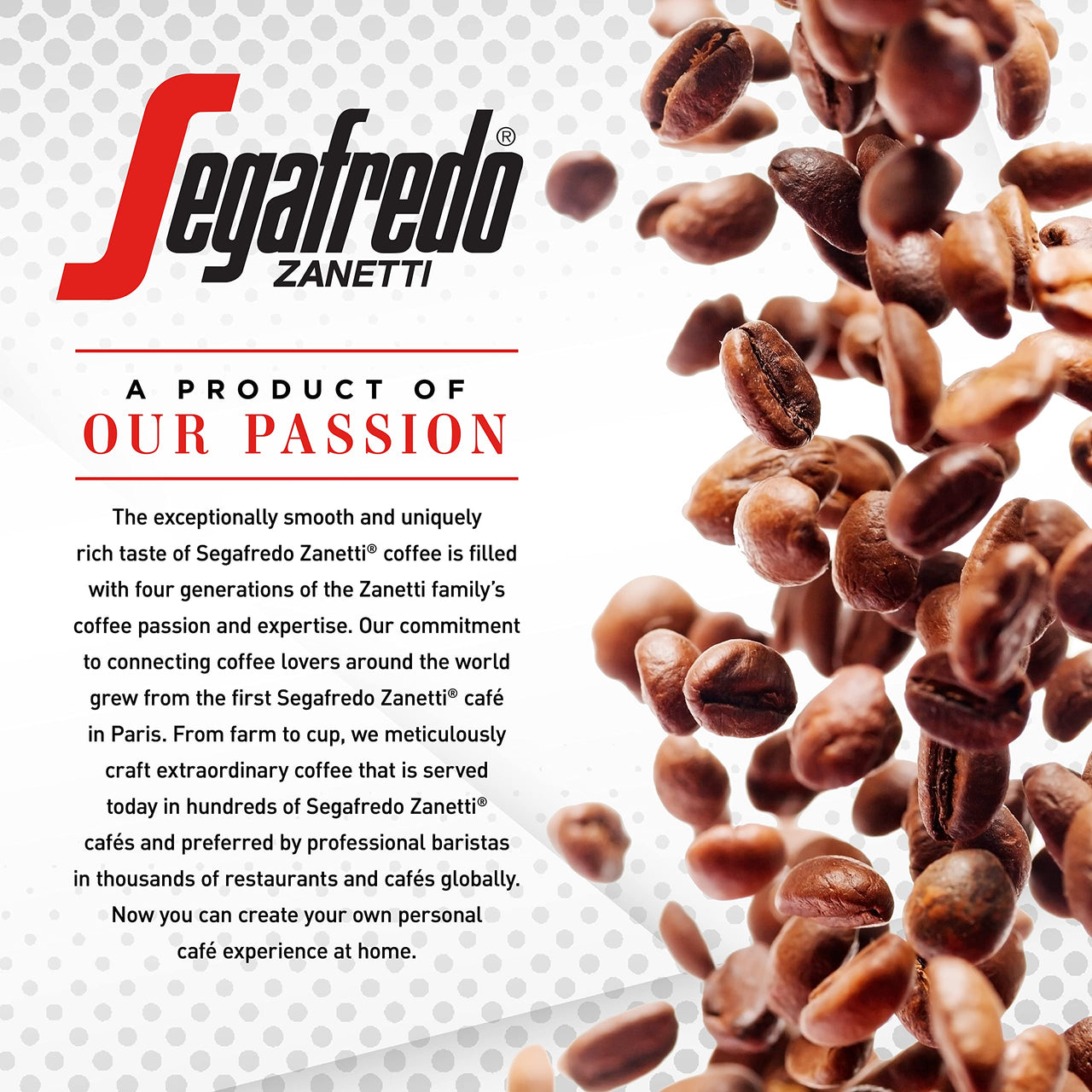 Segafredo Zanetti Tempo Blend Whole Bean Coffee, Vivace Medium Roast  10 Oz Bag  Made With Arabica Coffee, World-Class Coffee Experience, Vivacious & Balanced Flavor