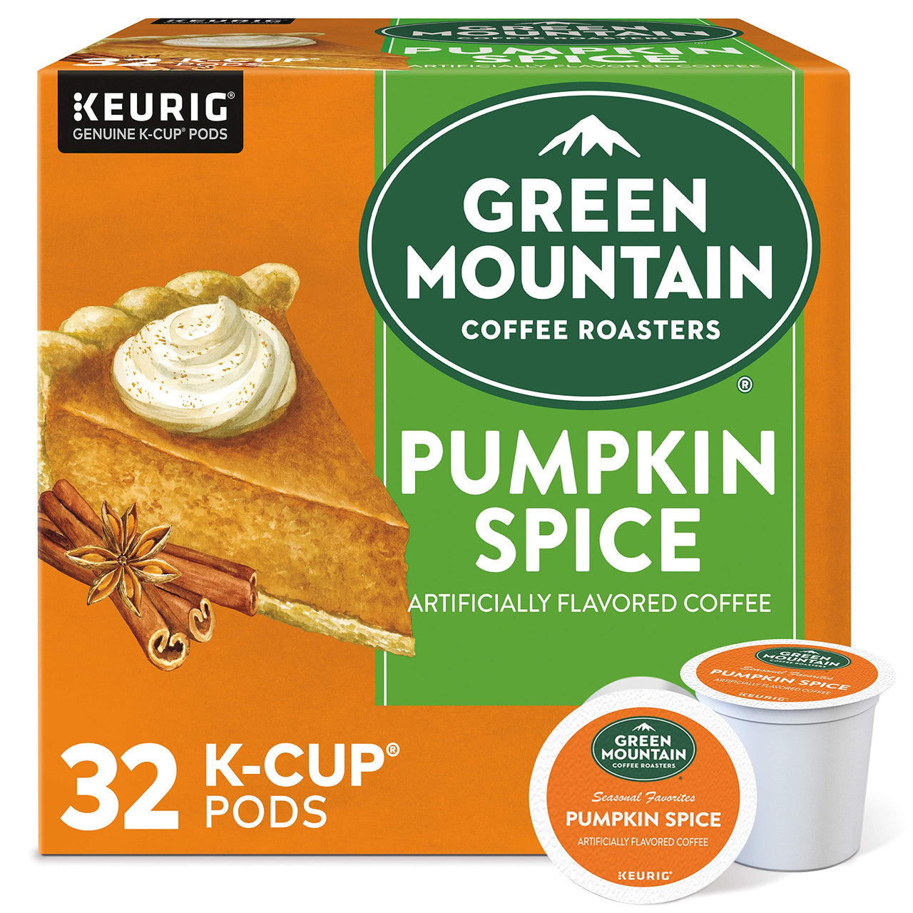 Green Mountain Coffee Roasters Seasonal Selections Pumpkin Spice, Keurig Single-Serve K-Cup Pods, Light Roast Cofee, 32 Count