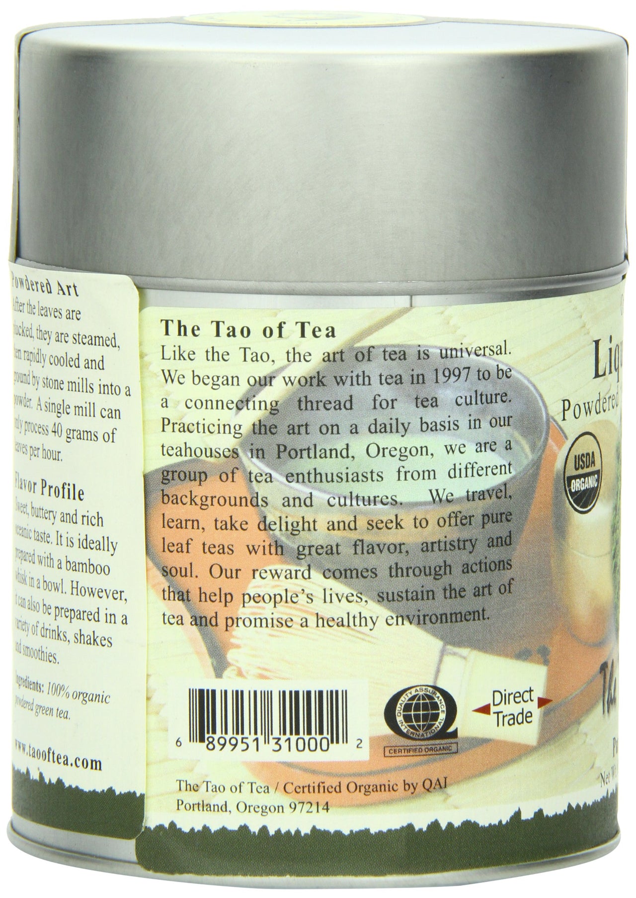The Tao of Tea Liquid Jade Powdered Matcha Green Tea, Loose Leaf, 3 Oz
