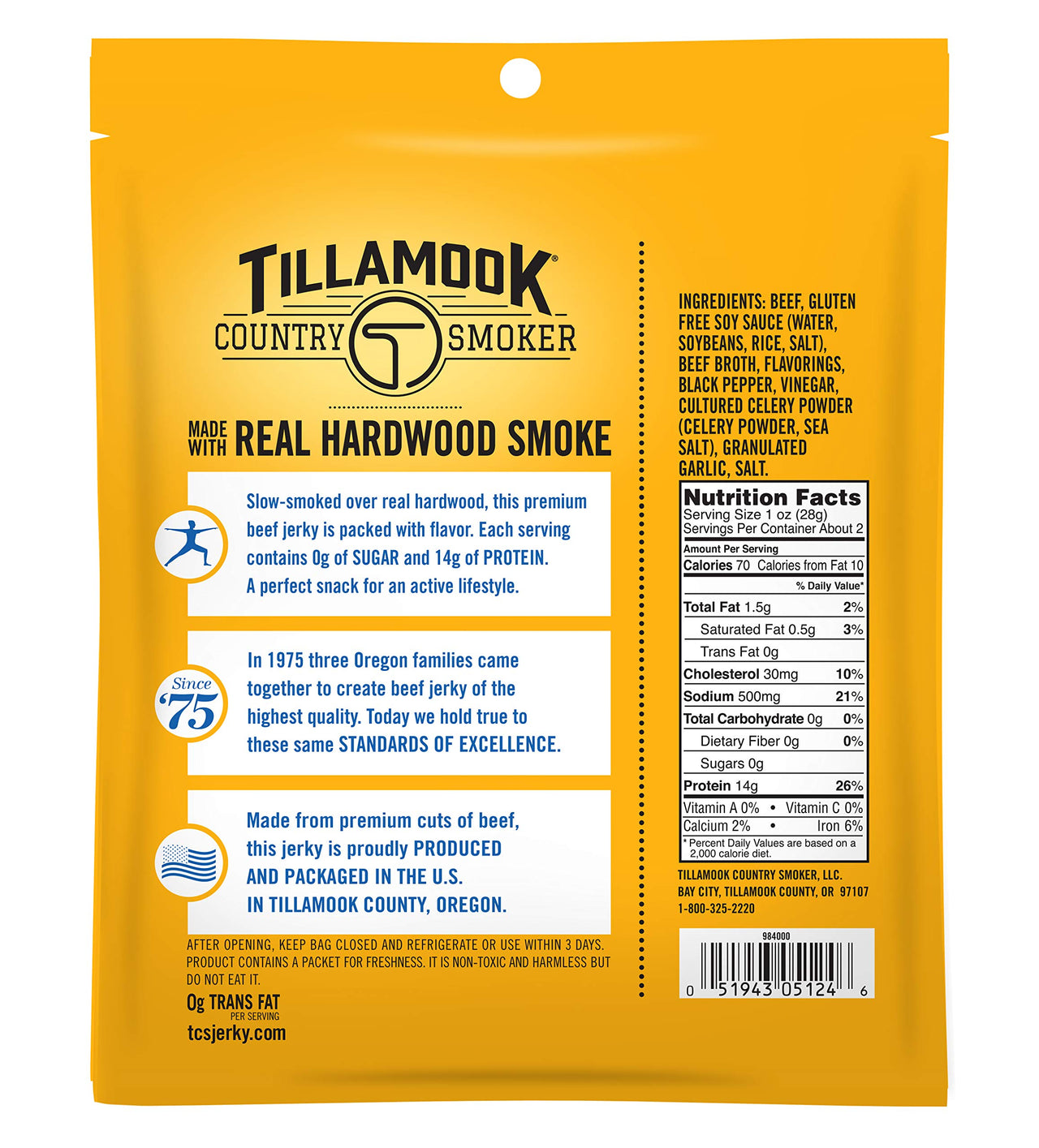 Tillamook Country Smoker Keto Friendly Zero Sugar Beef Jerky Variety Pack, Original & Black Pepper, 2.2 Ounce (Pack of 4)