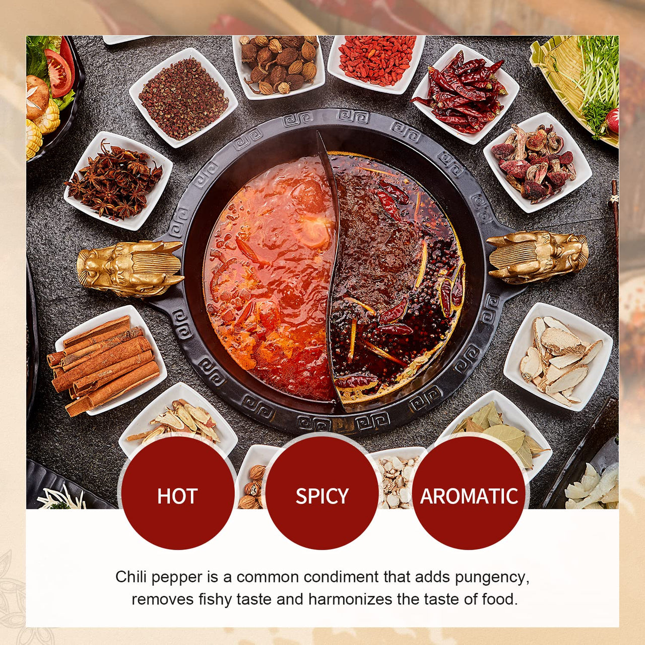 52USA Szechuan Red Dried Chilis, Whole Chili, Chinese Chili 4 Oz (Medium Hot)