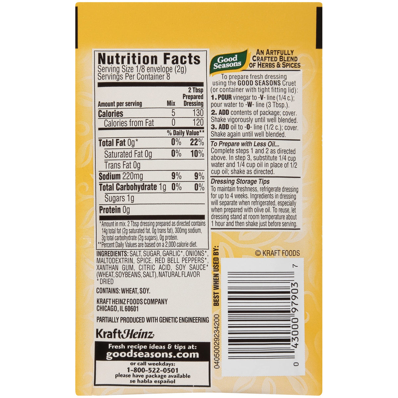 Good Seasons Zesty Italian Dressing & Recipe Seasoning Mix (0.6 oz Packet)