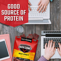 Jack Link's  Beef Jerky, Teriyaki,  Pounder Bag - Flavorful Meat Snack, 11g of Protein and 80 Calories, Made with Premium Beef - 96 Percent Fat Free, No Added MSG** or Nitrates/Nitrites